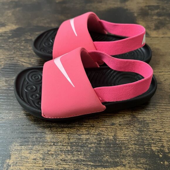 Nike Kawa Youth Slides Sandals Kids Girls Size 9C Pink & Black - Picture 3 of 10